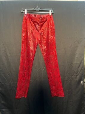 🖤❤️✨ Rare Y2K NWT Nelli Red & Black Moiré Velvet Pants | Goth Glam 🖤❤️✨